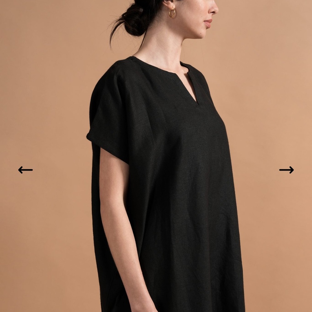 Turn Black brand Black Linen Juno Kaftan Midi Dress - Picture 7 of 10